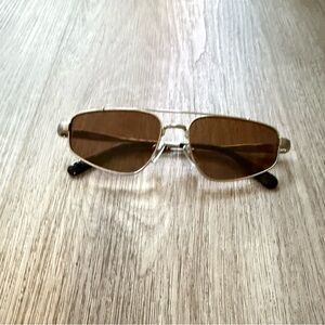 quay australia pit stop silver brown sleek 90's narrow metal retro sunglasses
